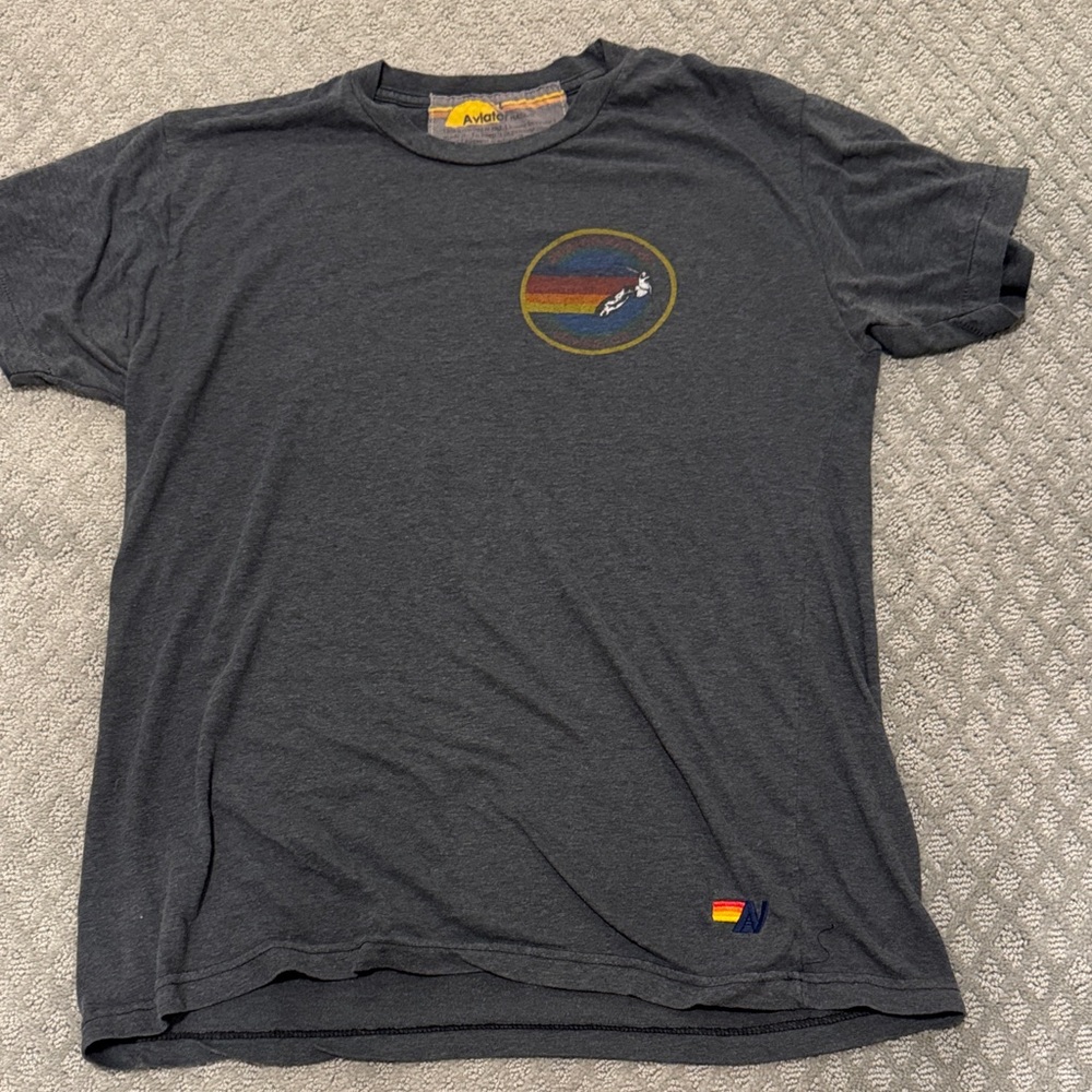 Aviator Nation Charcoal Tee with Rainbow Graphic